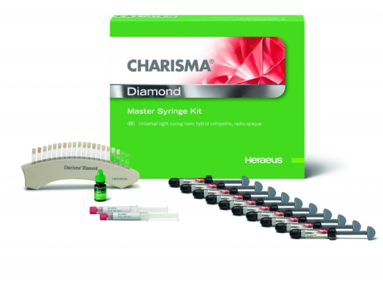 Харизма / Charisma Diamond Master Kit (набор) - универсальный наногибридный светоотверждаемый композит (10*4г + 2*2.5 + Глума2 Бонд), Heraeus Kulzer / Германия