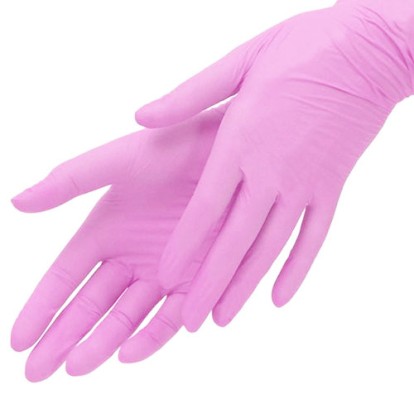 Перчатки Blossom нитриловые розовые, S текстурированные  (50пар)