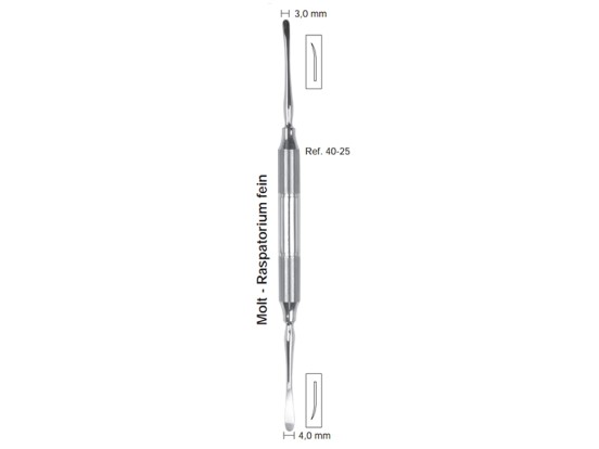 40-25 Распатор MOLT ,ручка DELUXE диаметр 10мм,  3,0-4,0 мм